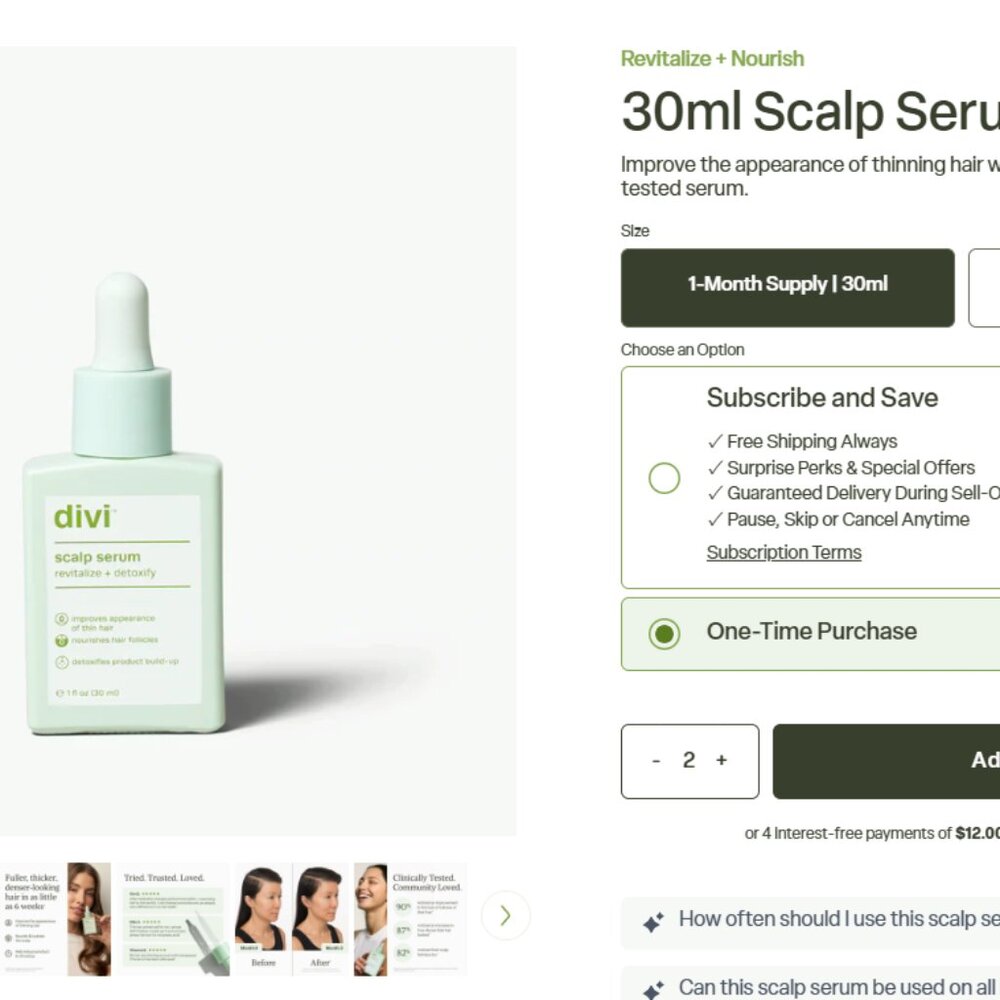 2PACK NEW divi Scalp Serum - Revitalize & Detoxify 30ML $96 msrp hair treatment - Picture 3 of 3